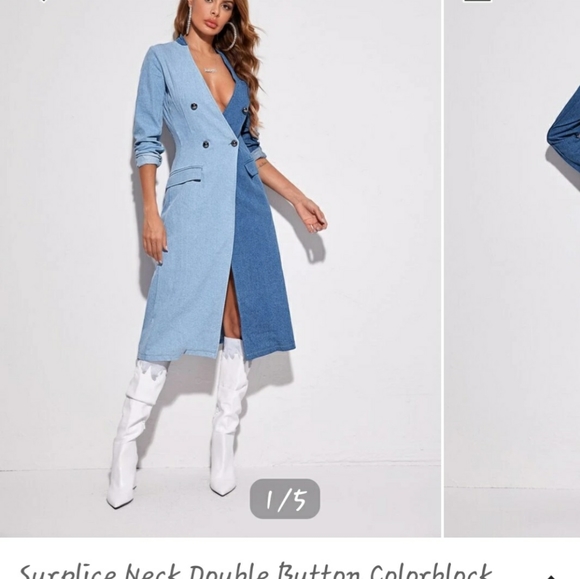 Denim Colorblock Coat - Picture 6 of 7
